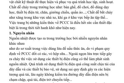 Bài tuyên truyền về phòng chống cháy nổ trong trường học